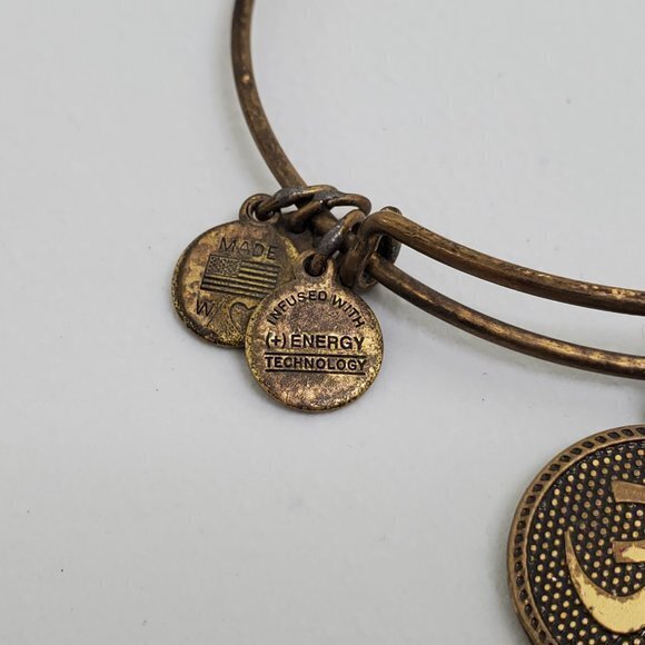 Alex and Ani Bangle Bracelet Charm Gold Tone Om Ch - Picture 2 of 9